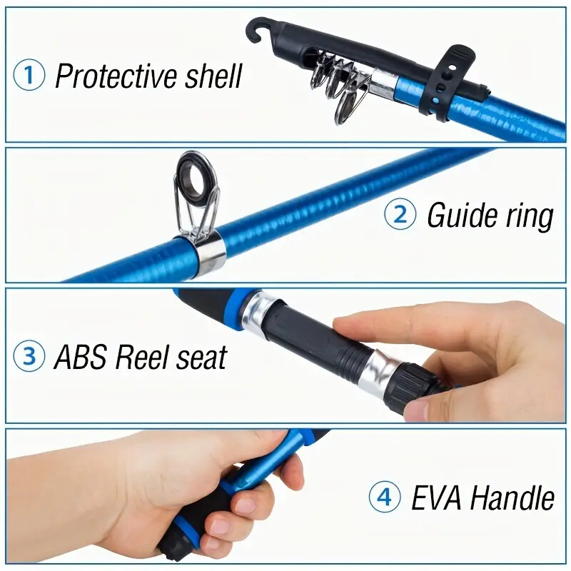 1pc Portable Fibreglass Fishing Rod,1.8M/5.9FT or 6.89FT Telescopic Fishing Pole