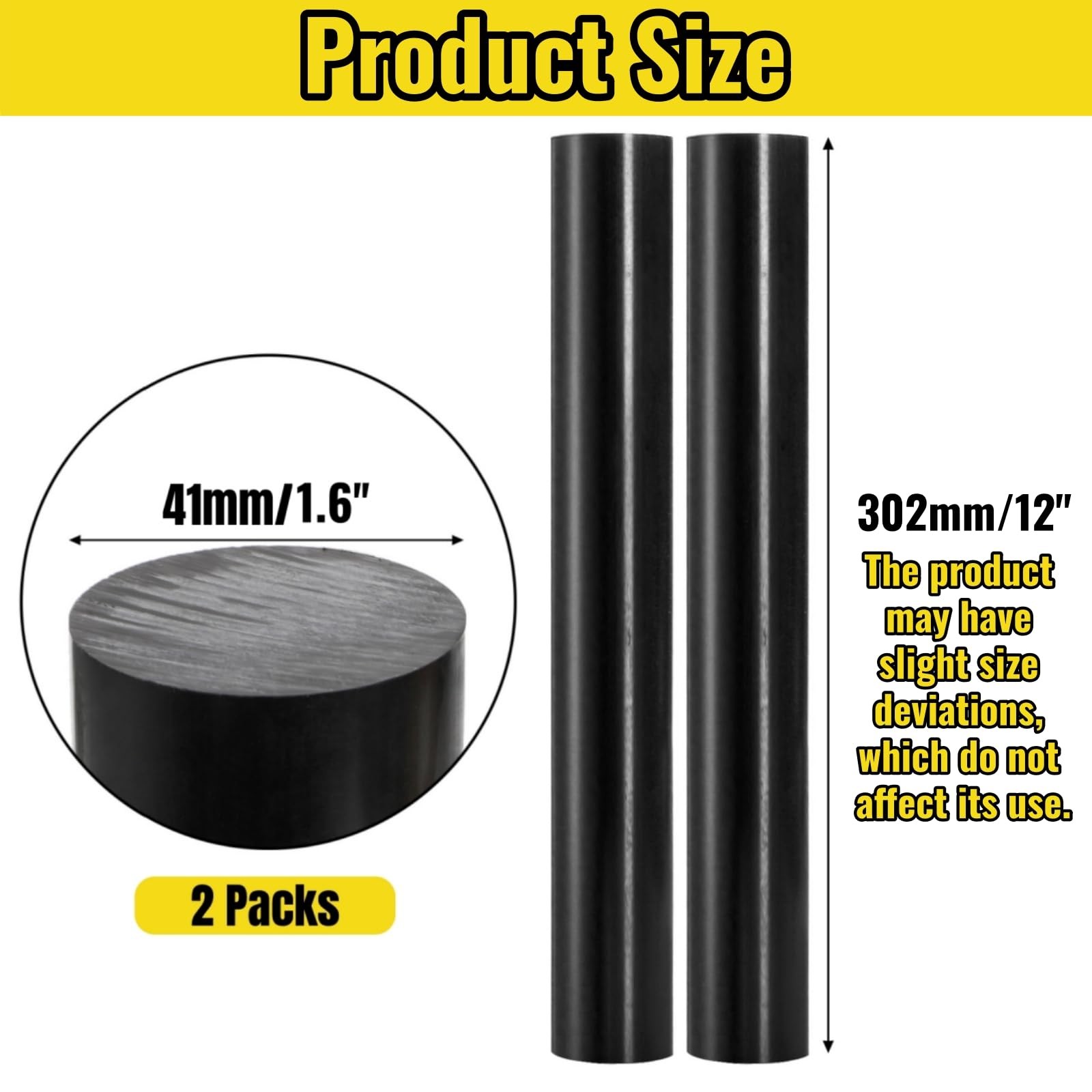2 Pack Round Acetal Copolymer Rods, 1.6 x 12 Inch Heavy Duty Black Long POM P…