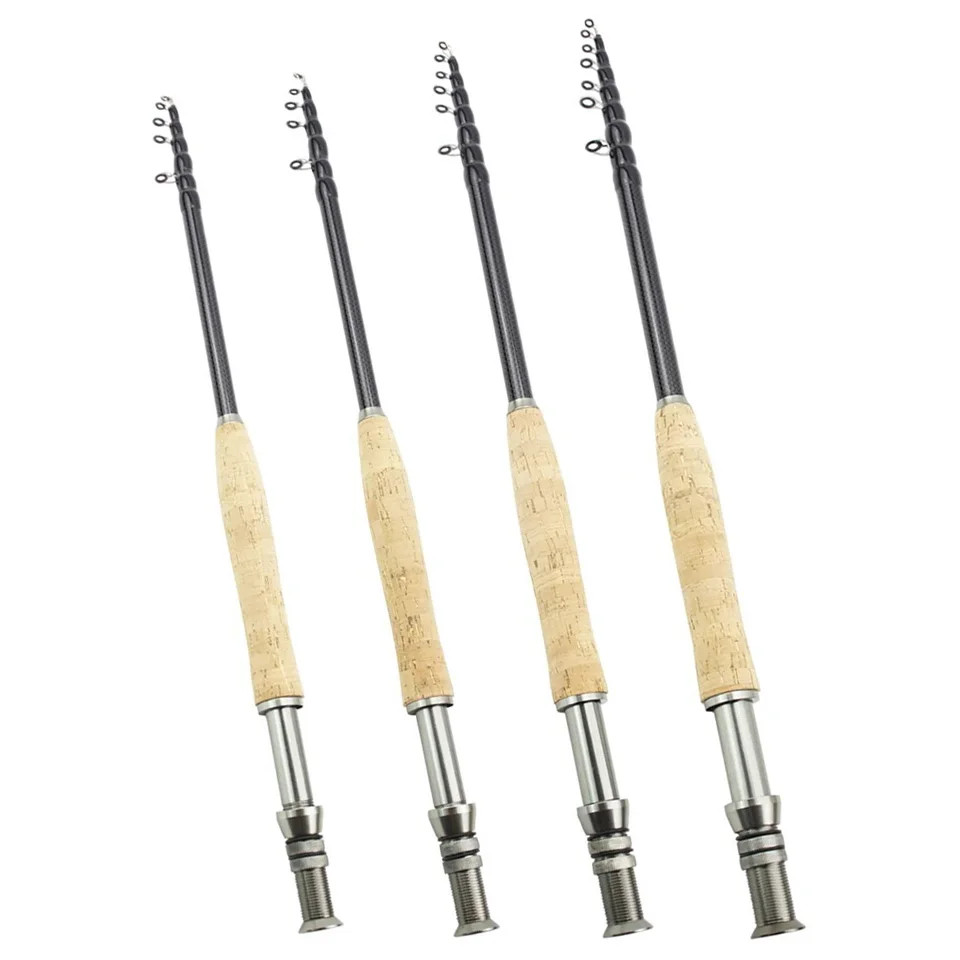 2.1M3.0M Metal Wheel Base Telescopic Fly Fishing Rod Portable Carbon Fast Action