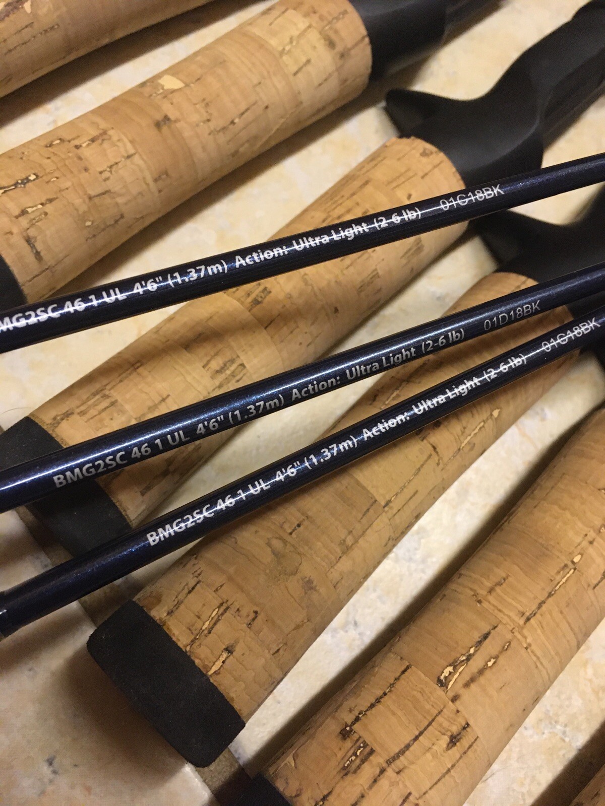 3 Shakespeare Micro Series Graphite UL Casting Rods 4’6 Cork Handle Blu CLOSEOUT
