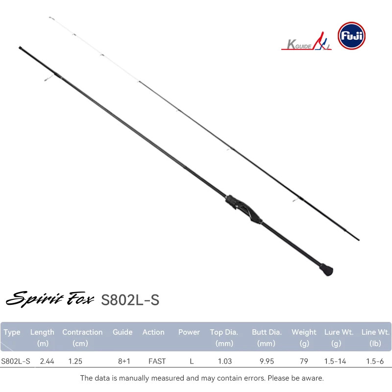Spirit Fox 2.08M 2.28M 2.44M Light Game Fishing Rod S762L S802L FUJI 2 Section F