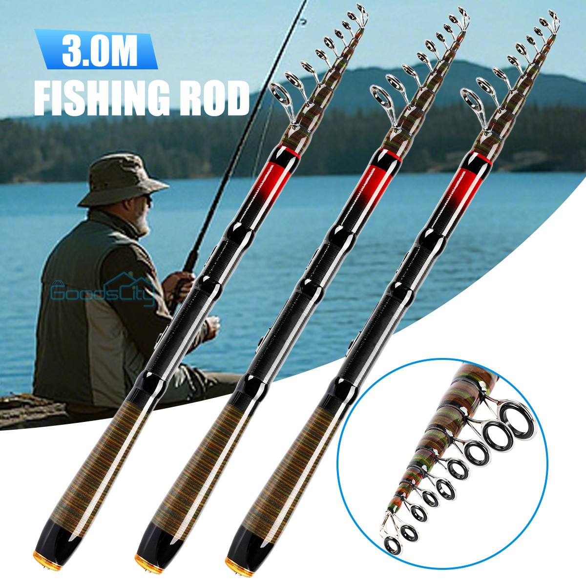 NEW Telescopic Fishing Rod Pole Heavy Duty Carbon Fiber Sea Saltwater Freshwater