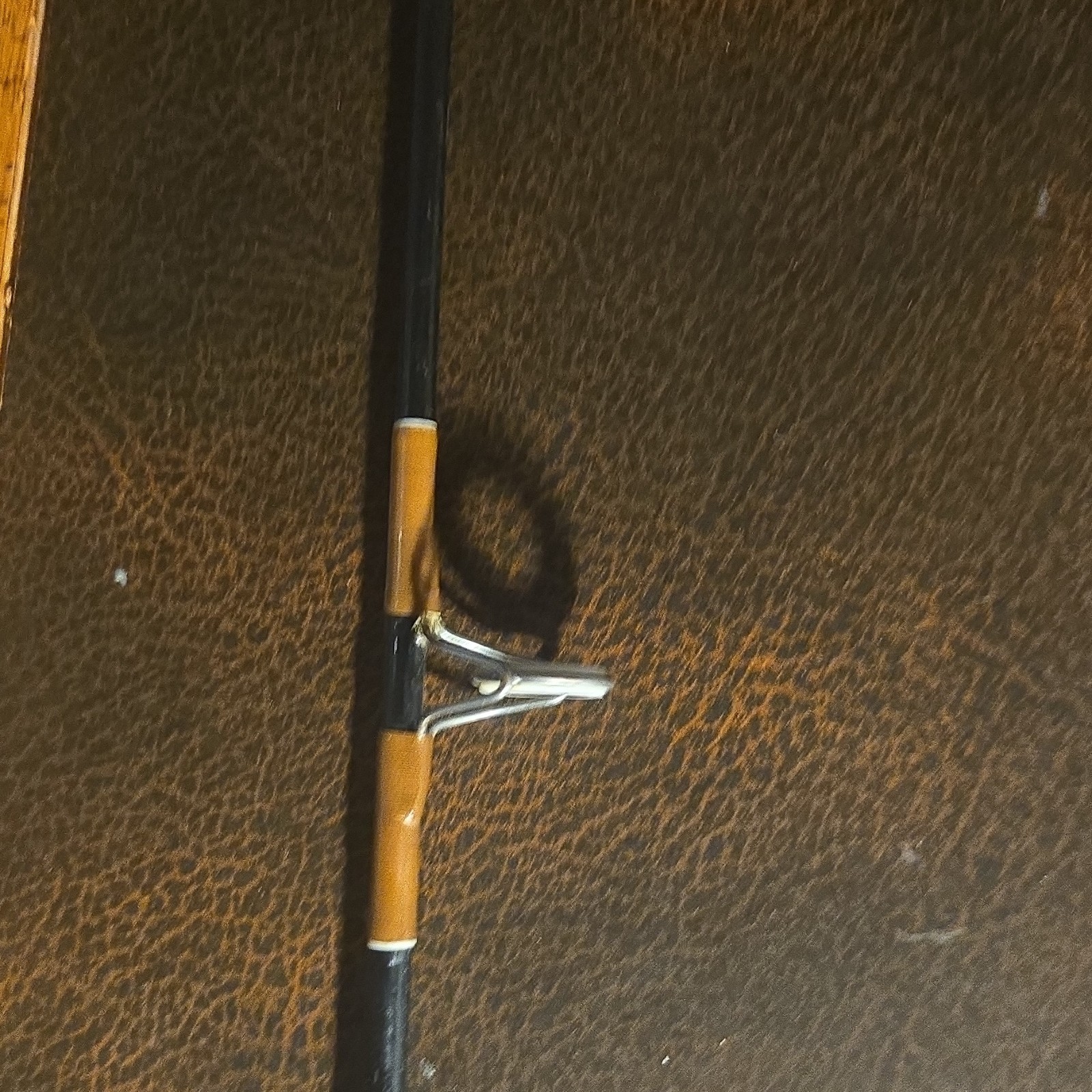 Black Fishing Rod 1-Piece Full Grip EVA Handle 4 Metal Guides Unisex Adults