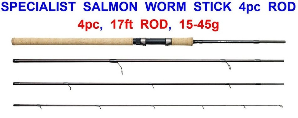 RON THOMPSON SPECIALIST 4pc 17ft 15-45g SALMON WORMING STICK ROD SPIN SHRIMPING