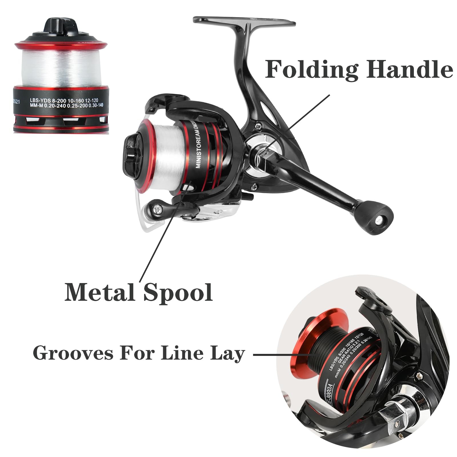 Carbon Fiber Fishing Pole Combo Set -2PACK 2.1m/6.89ft Spinning Reel, 57pcs A…