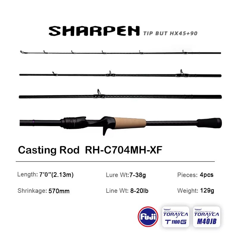 H PURELURE SHARPEN Fishing Rod – Spinning & Casting XF/MF Action, FUJI Components