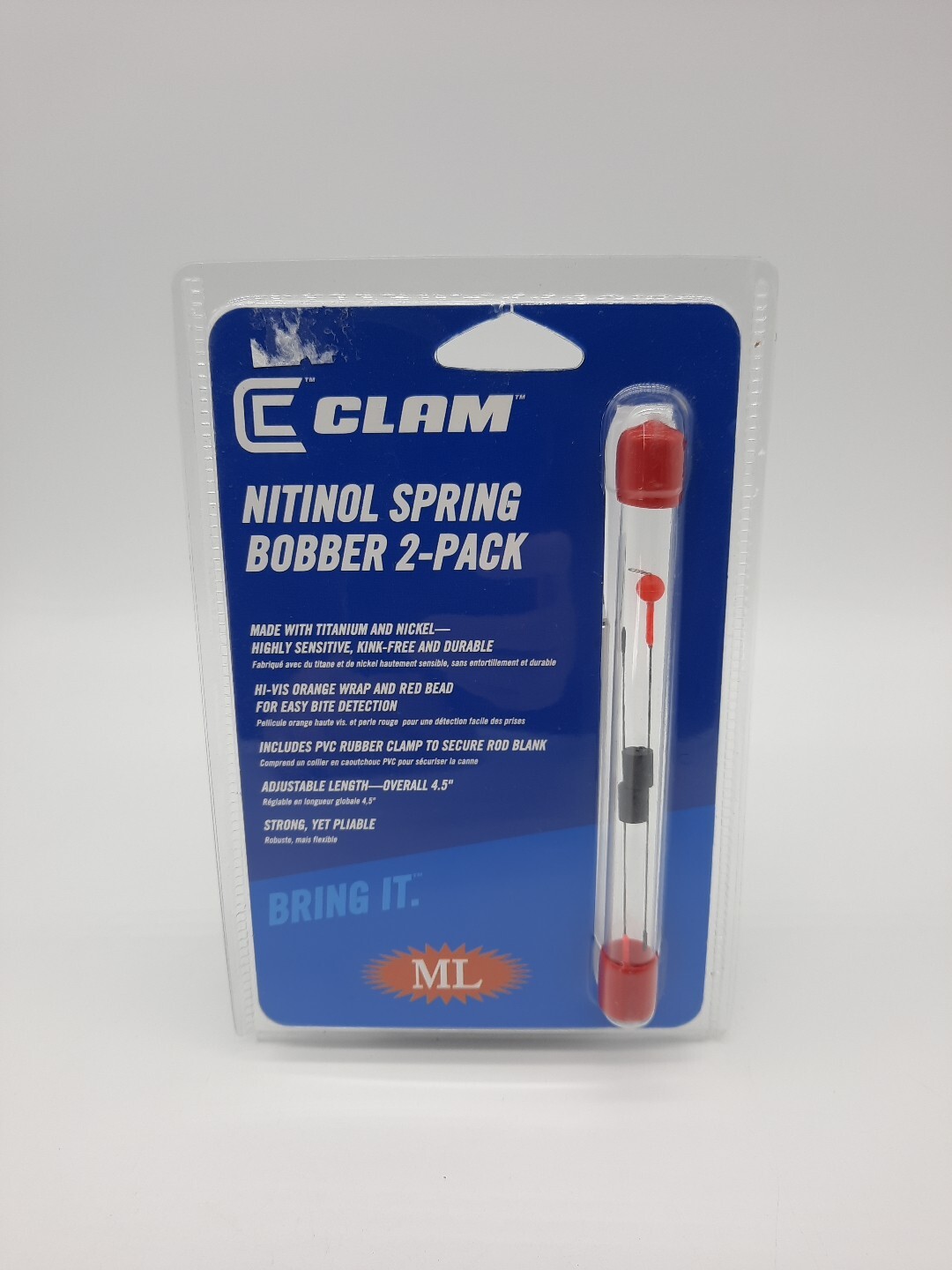 2 Pack New Clam Nitinol Spring Bobbers ML Rod 0400