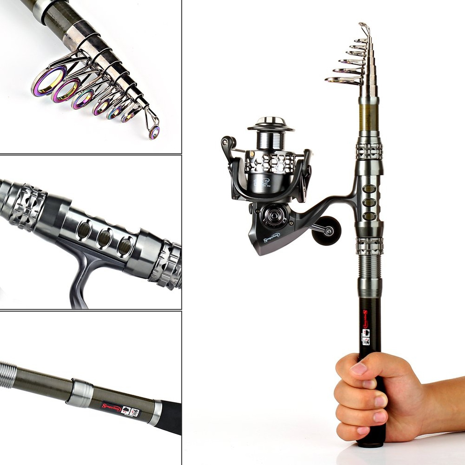 Sougayilang Telescopic Fishing Rod Reel Combos with Carbon Fiber Fishing Pole…