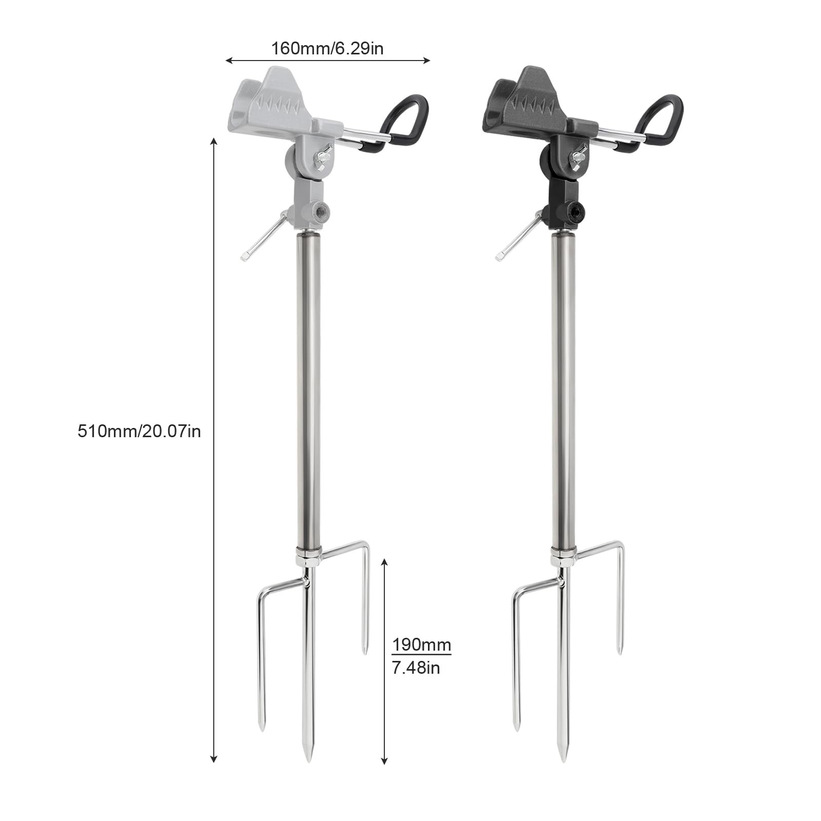 Rod Holders for Bank, Ground & Beach Fishing – 360 Degree Small, Black