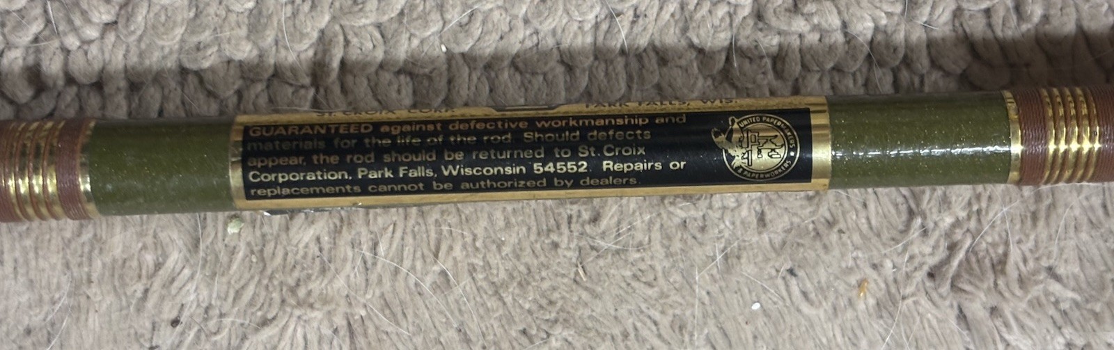 Vintage St Croix 9000 8 Ft 8 Wt Fiberglass Fly Rod Park Falls Wisconsin