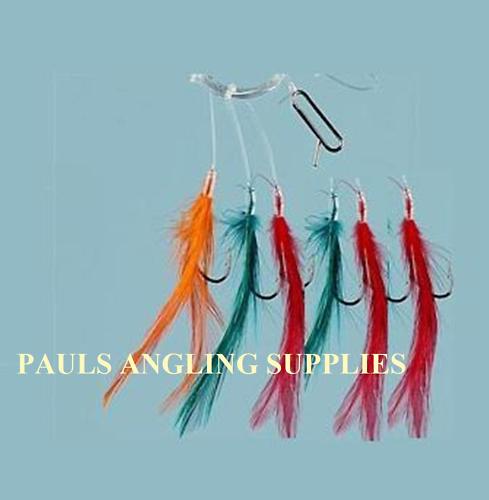 10 x Mackerel feather Sea Fishing Rigs 6 Hook