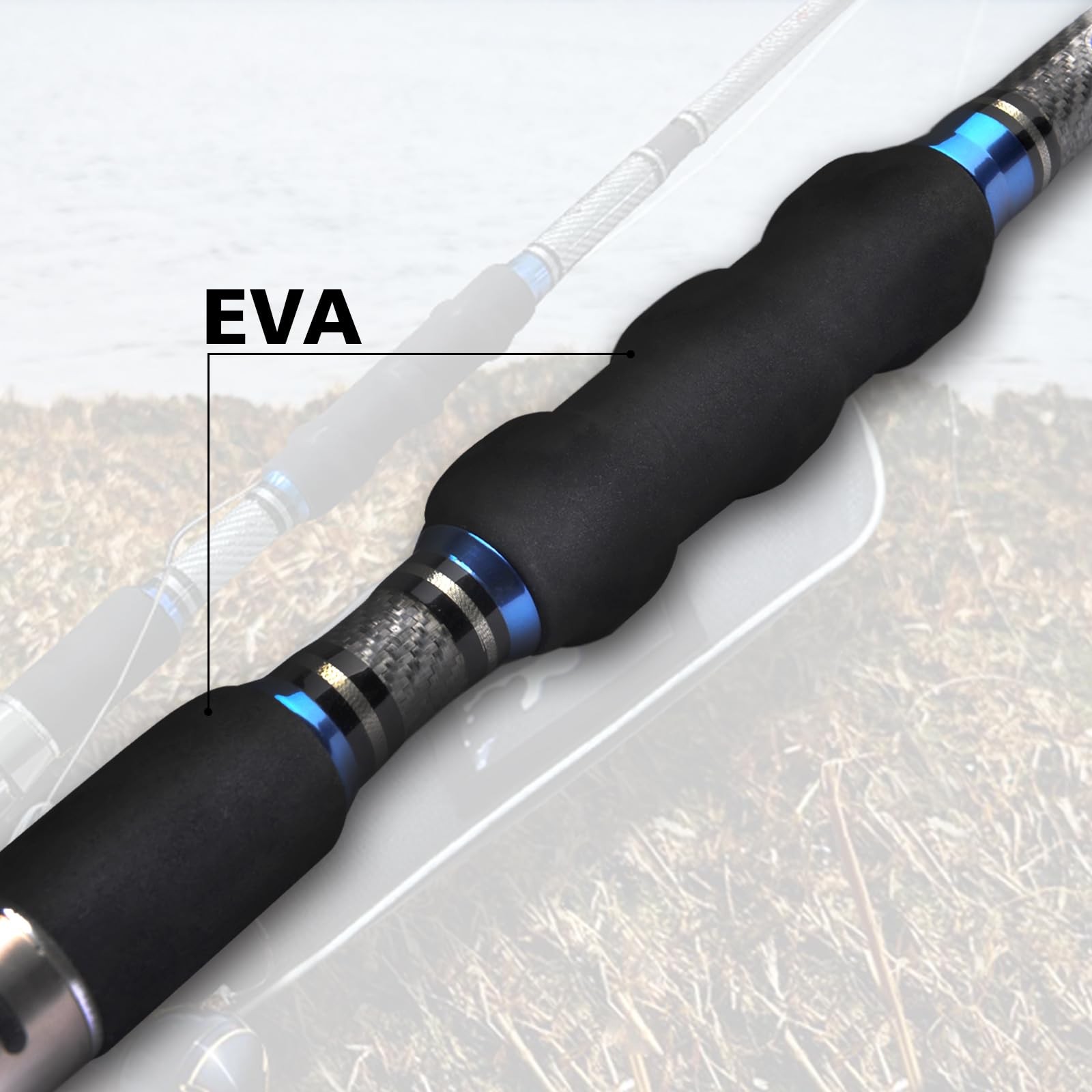 Fiblink 3-Piece Spinning Rod Heavy Spinning Fishing Rod Portable Fishing Rod