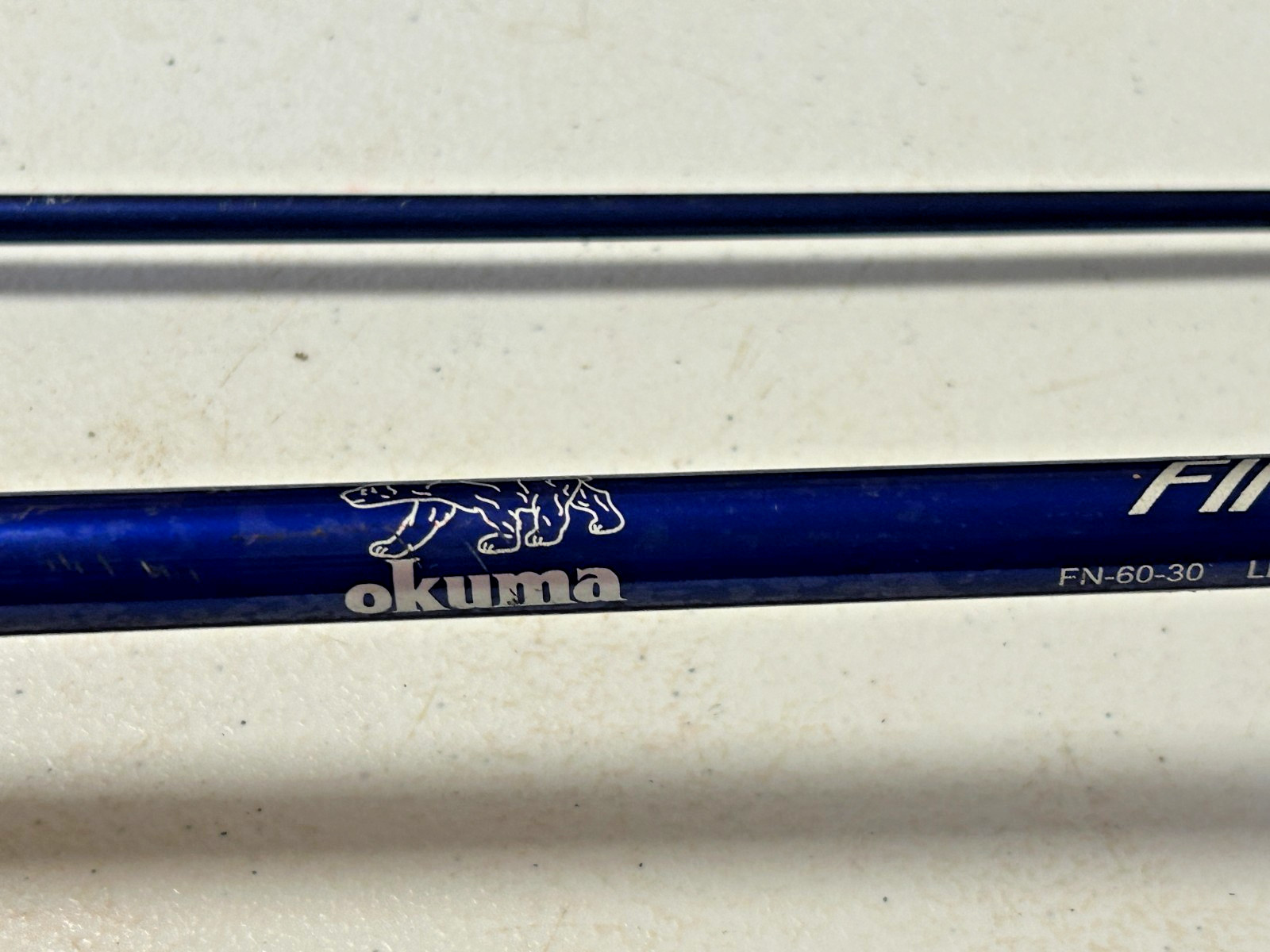 Vintage Purplish Blue Okuma Fin-Chaser Fishing Rod FN-60-30, 6′, 2 Piece