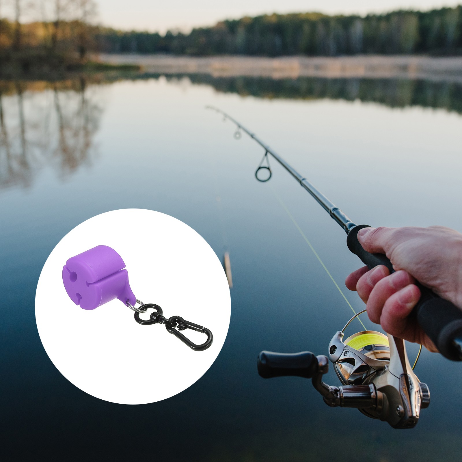 Fishing Rod Clip Silicone Wearable Fishing Pole Holder with Buckle Purple