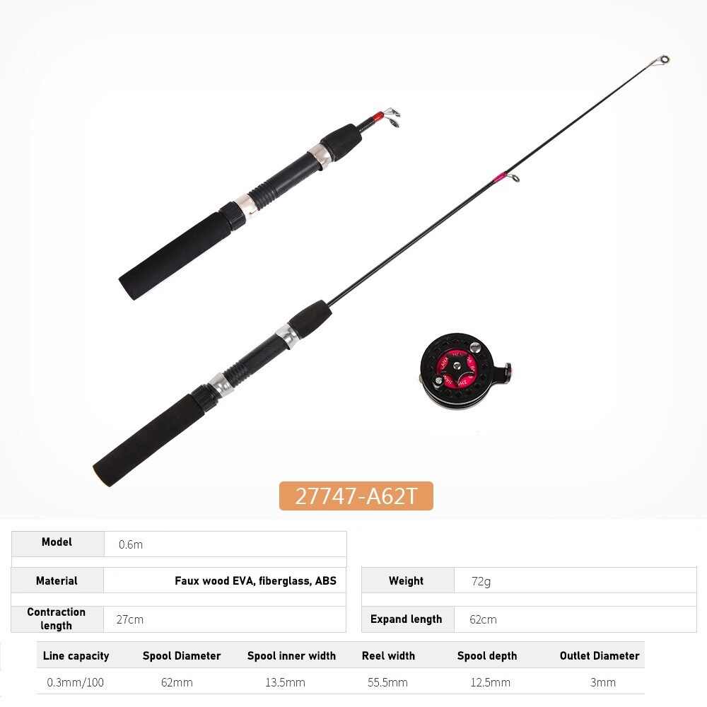 Telescopic Fly Fishing Rod and Reel Combo Kit Fishing Reel 4B and Fiberglass Rod