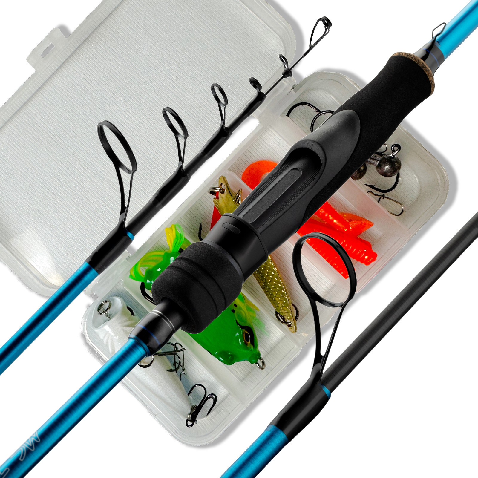 Telescopic Travel Fishing Rod Carbon Fiber Blank Mini Takle Box Lures Carry Case