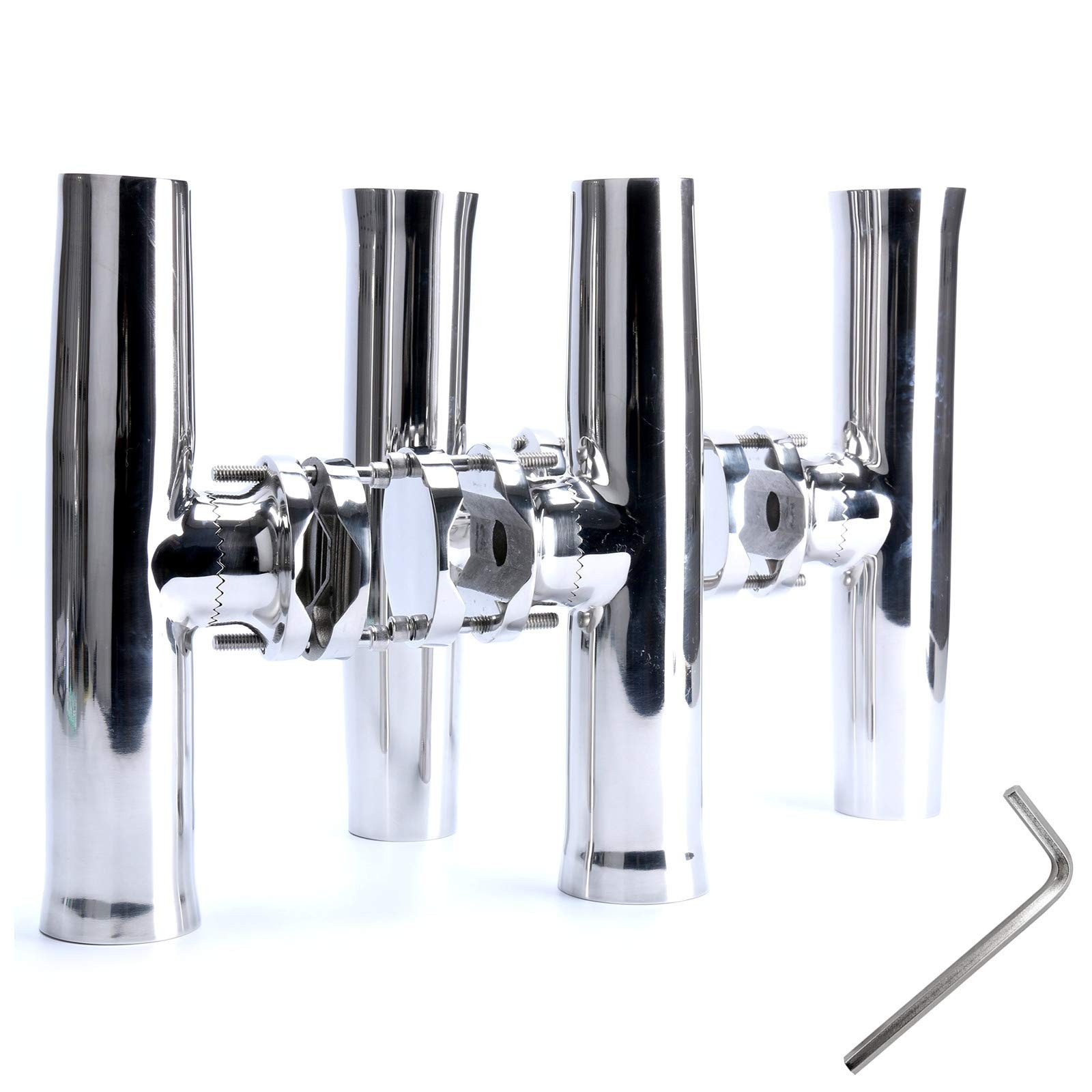 Amarine Made 4 Pcs Fishing Rod Holder Stainless Tournament Style Clamp On Rod