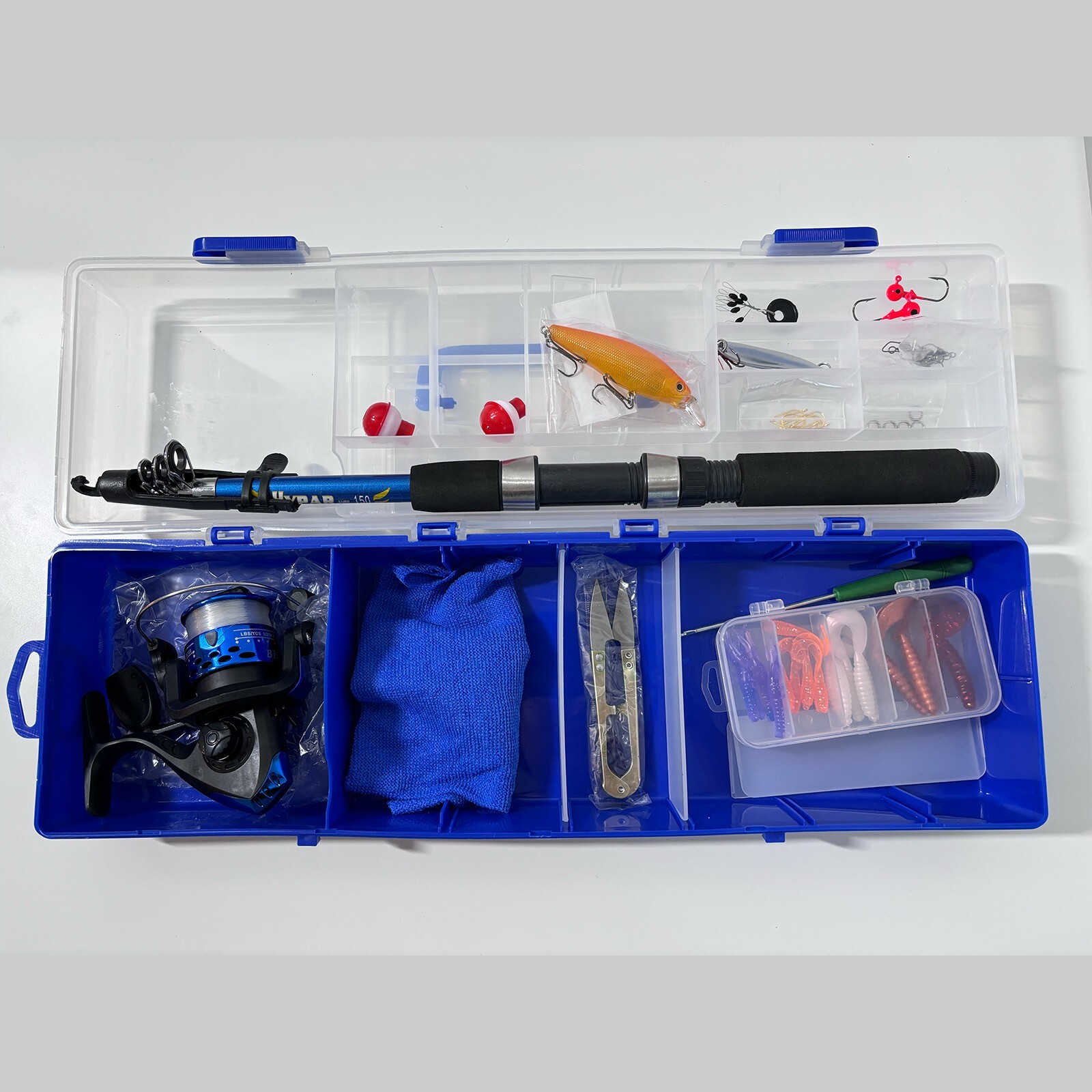 Kids Fishing Rod kit:4.92ft telescopic Pole, Gear, Lures, and durable tool box