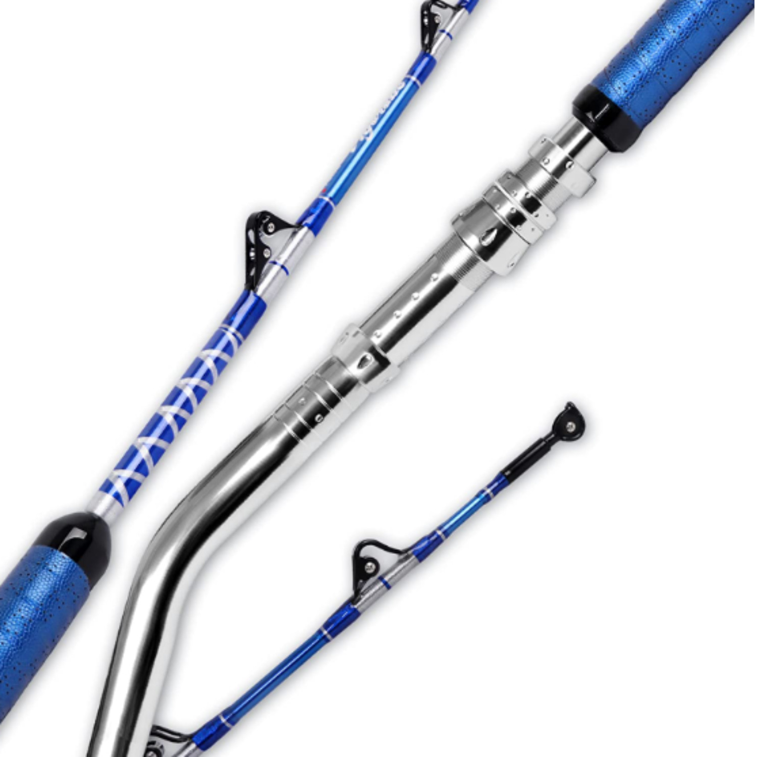 2 Piece 5’6 Trolling Fishing Rod Bent Butt Roller Guides Saltwater 50-80 lbs