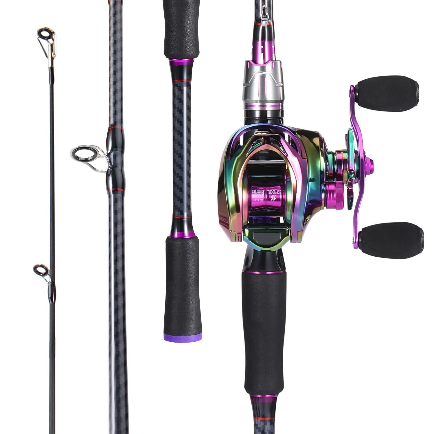 Sougayilang Baitcasting Fishing Combos, Carbon&Glass Fiber Composite 2 Piece …