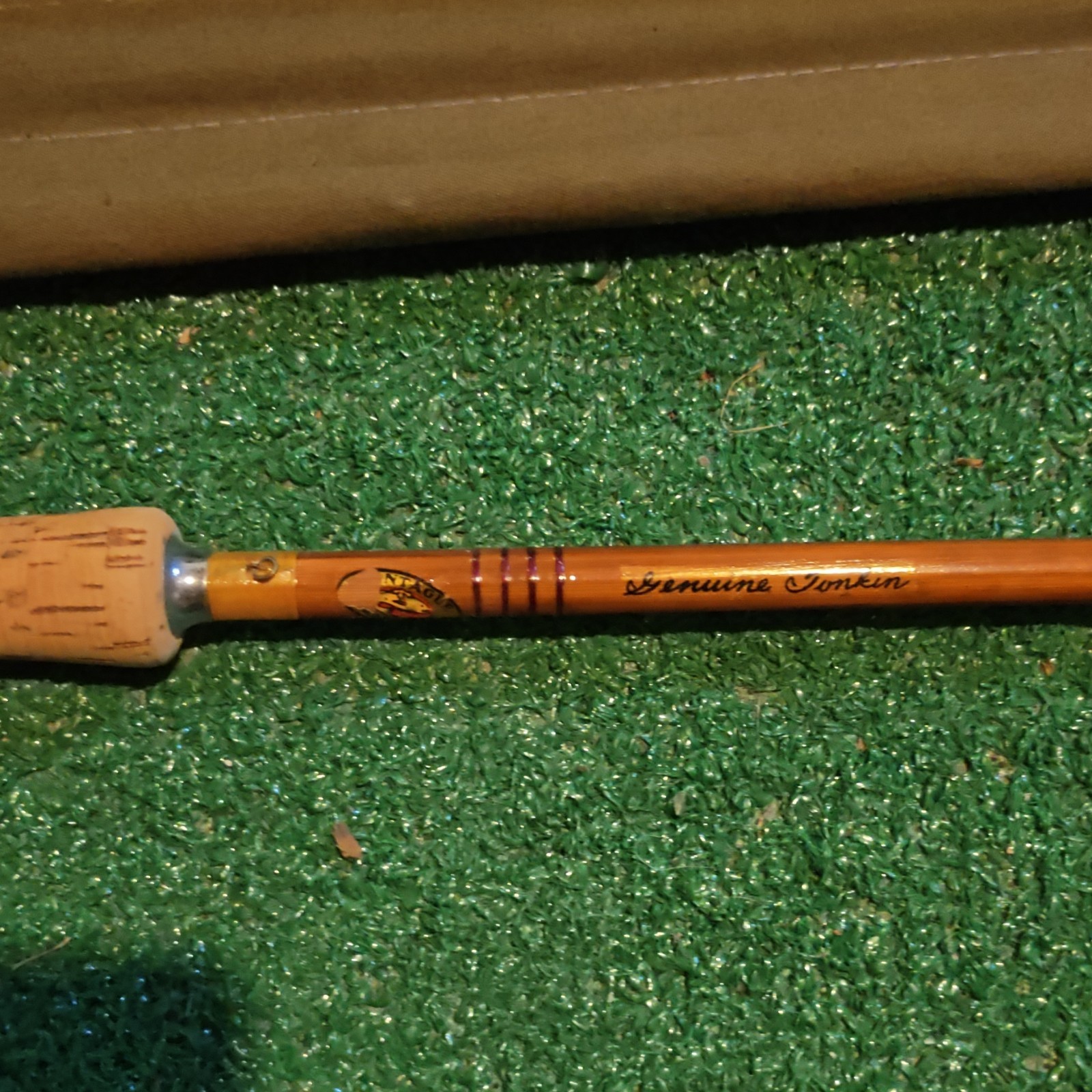 Vintage Montague Genuine Tonkin Bamboo fly rod w/ case/sock, 2 tips