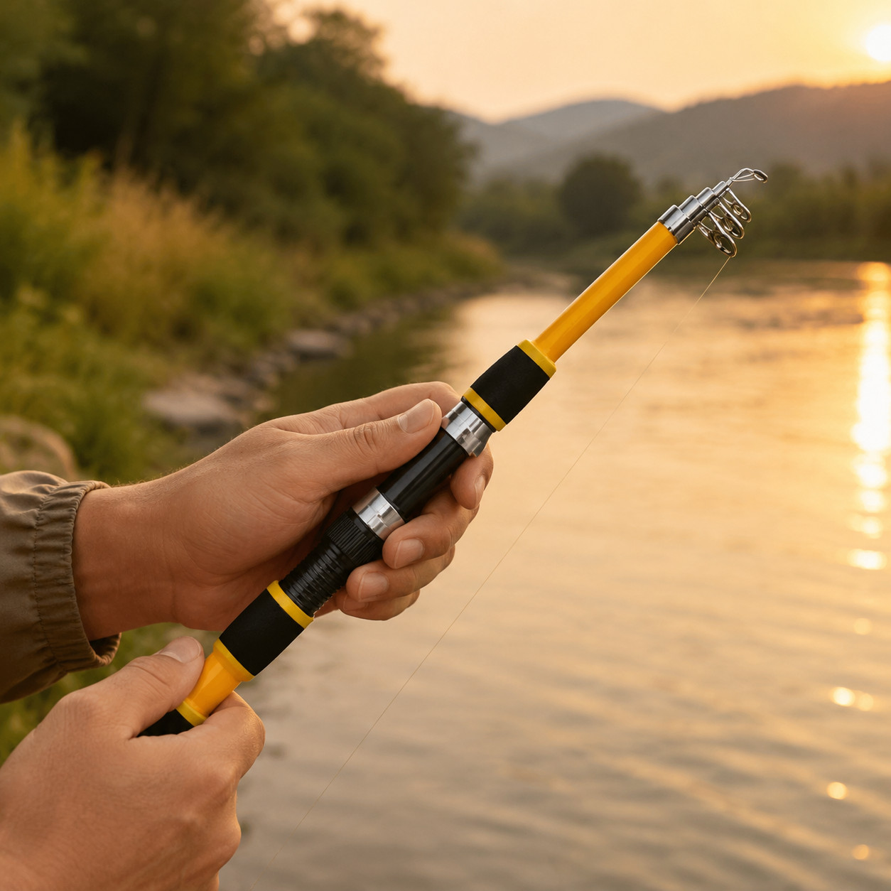 Telescopic Fishing Rod Set, 1.8m Fiberglass Saltwater Fishing Pole Kit,