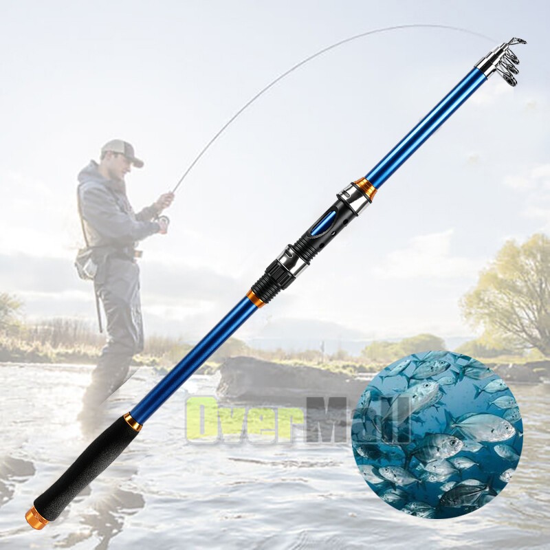 1-5X Carbon Fiber Spinning Rod Telescopic Fishing Rod 2.1M Casting Lure Pole