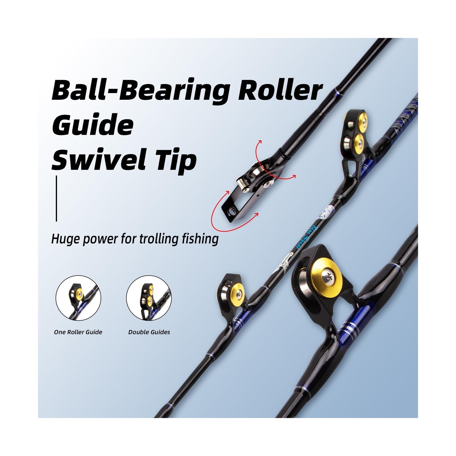 Bent Butt Fishing Rod, Deep Sea Fishing Pole with Swivel Tip for Saltwater an…