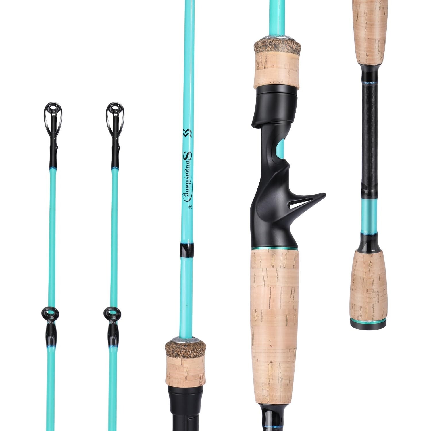 Sougayilang Fishing Rod, 2Pc Casting Rod Spinning Rod for Freshwater Tourname…