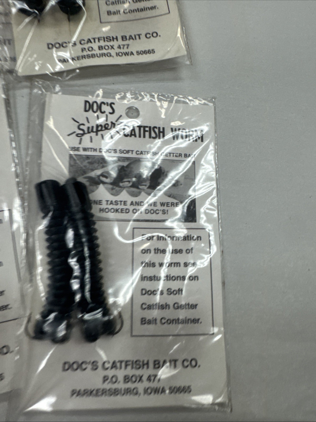 DOC’S SUPER CATFISH WORMS 12 PK DCW-BLACK WORKS w/ DOC’S SONNY’S & JUNNIES