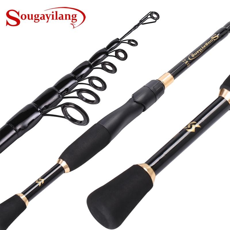 Sougayilang Telescopic Fishing Rod Carbon Fiber Ultralight Spinning Pole 1.8-2.4