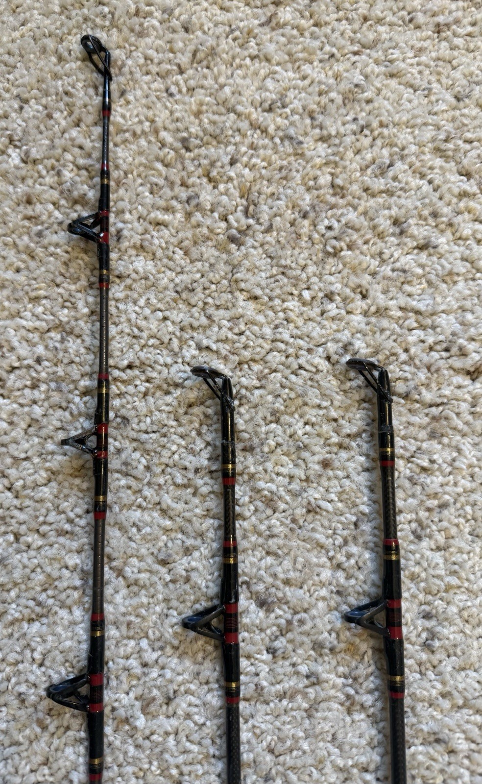 Lot of (3) Kunnan HOT RAIL Conventional Saltwater Fishing Rods, “NICE”… L@@K!!!