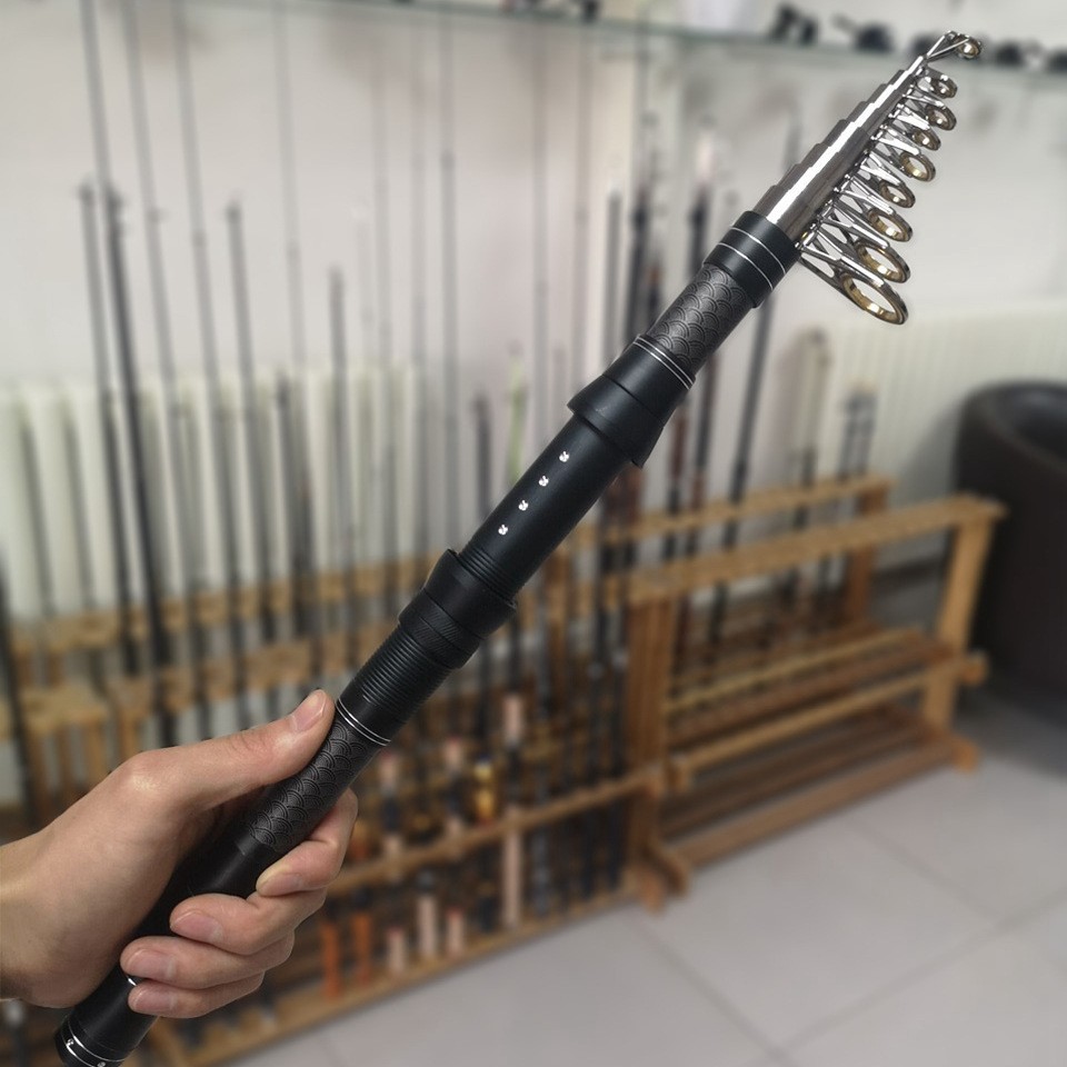 Lightweight Shrink Carbon Fiber Fishing Rod Portable 1.8m-3.0m Sea Pole
