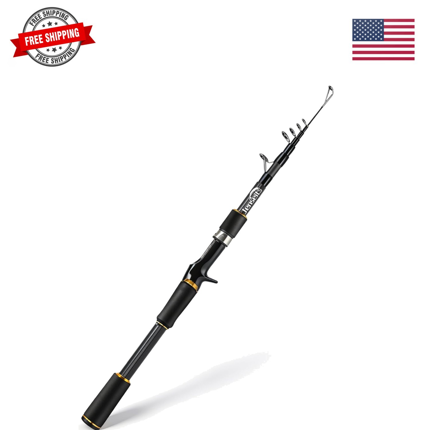 7FT Fishing Rod, 24T Carbon Fiber Telescopic & 4-Piece Travel Rod, Spin and C…