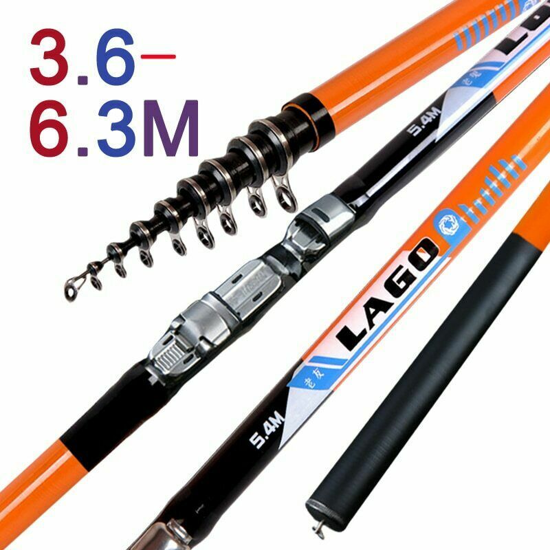 Carbon Fiber Fishing Rod 3.6M 4.5M 5.4M 6.3M Telescopic Rods Spinning Portable