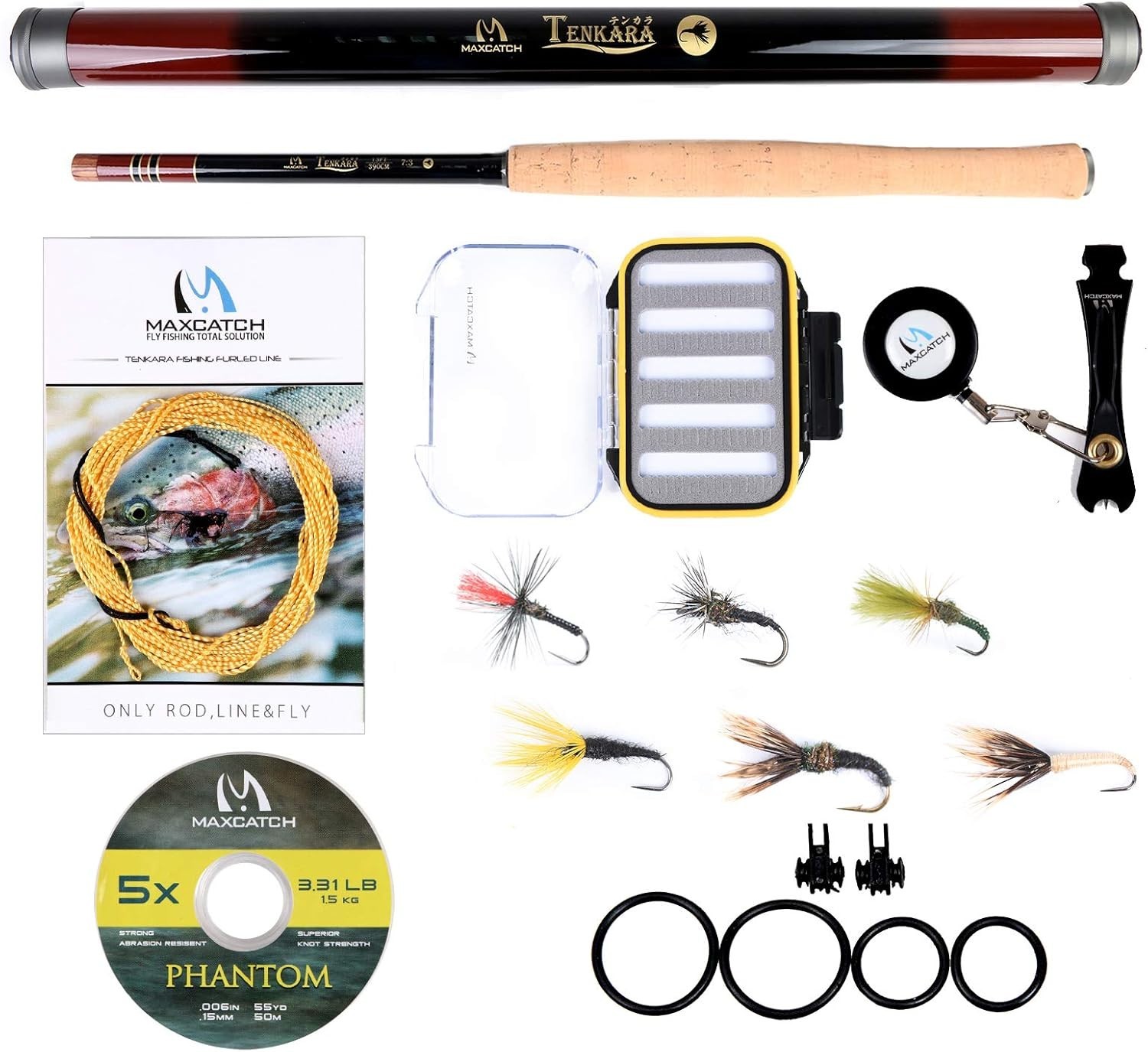 Complete Tenkara Fly Fishing Combo, 13ft Rod, IM8+10 Carbon, Trout, Ready to Go