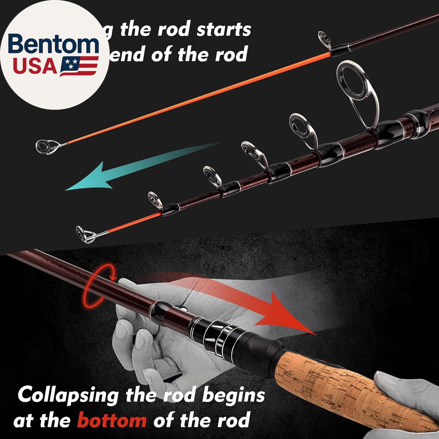 XPEDITE Portable Telescopic Fishing Rods, Spinning & Casting, 24T Carbon Blanks