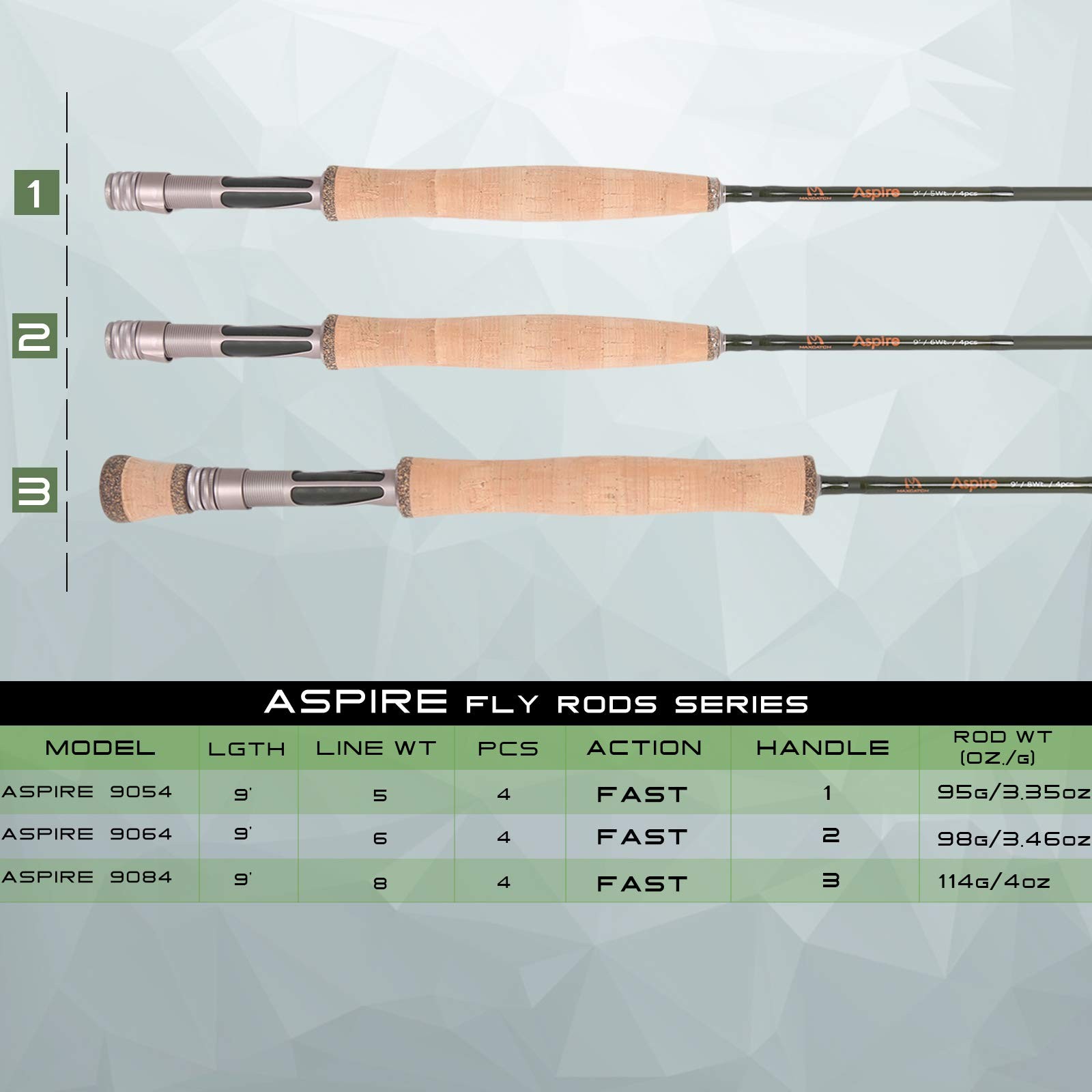 M – Fly Fishing Rod 40T Carbon Fiber Anodized Reel Seat 9Ft
