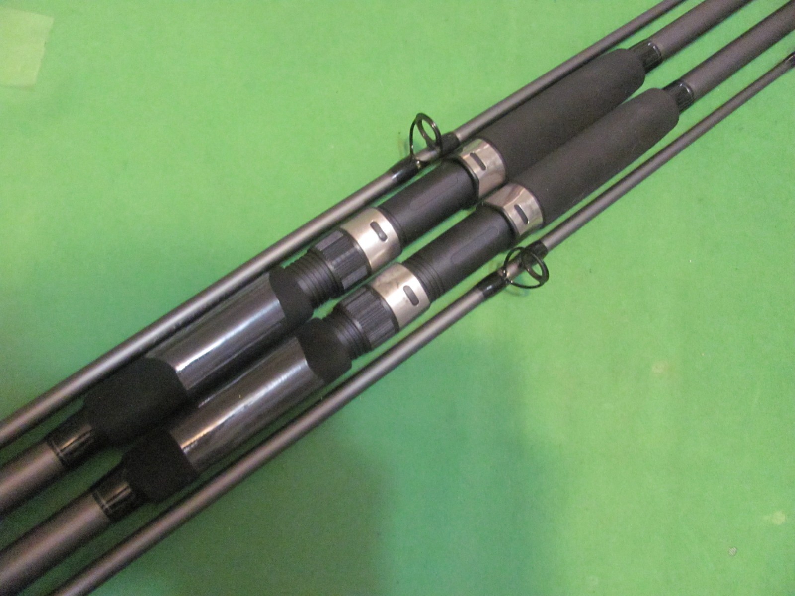 Lot of 2 Danco Max Kat 9′ 0″ Medium Heavy Action Spinning 2-Piece Surf Rods.