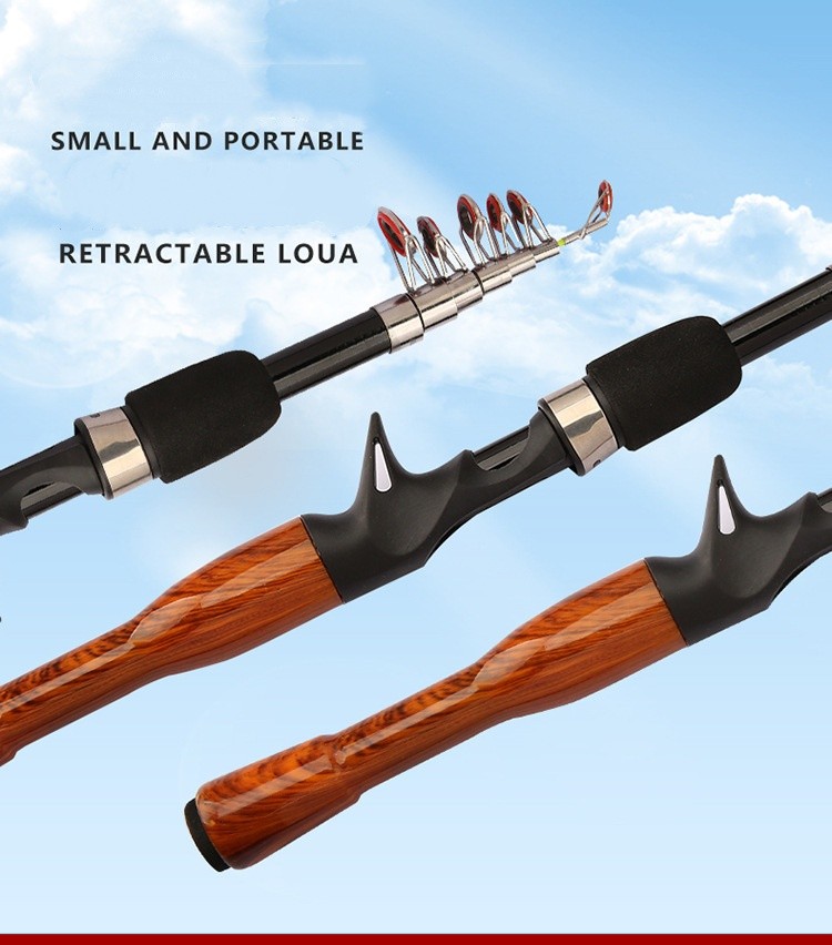 Mini Fishing Spinning Casting Rod 1.3-1.8m Telescopic Carbon Fiber Pole Sea Bass