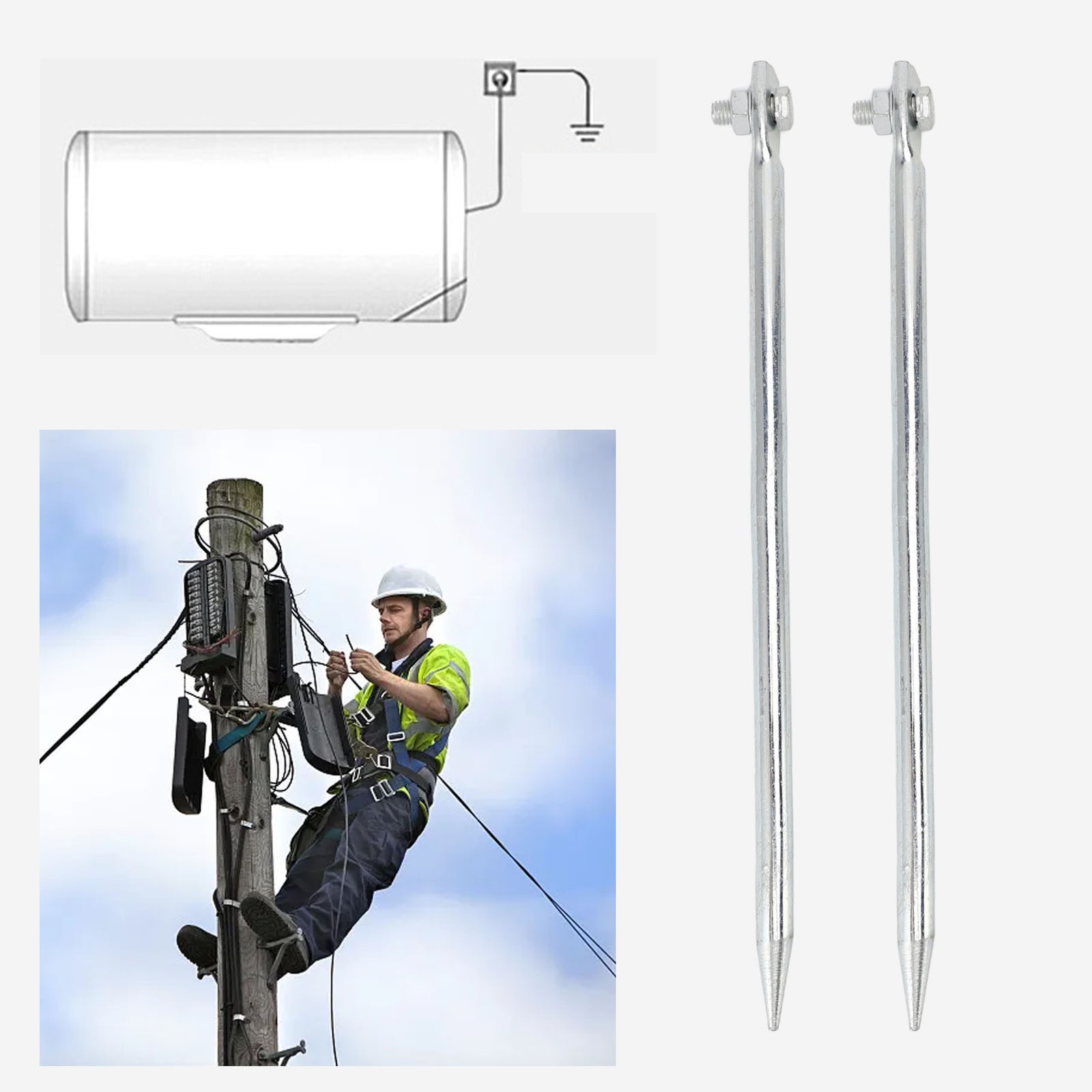2 Pcs Ground Rods Heavy-Duty For Effective Grounding In Fences Easy To Use