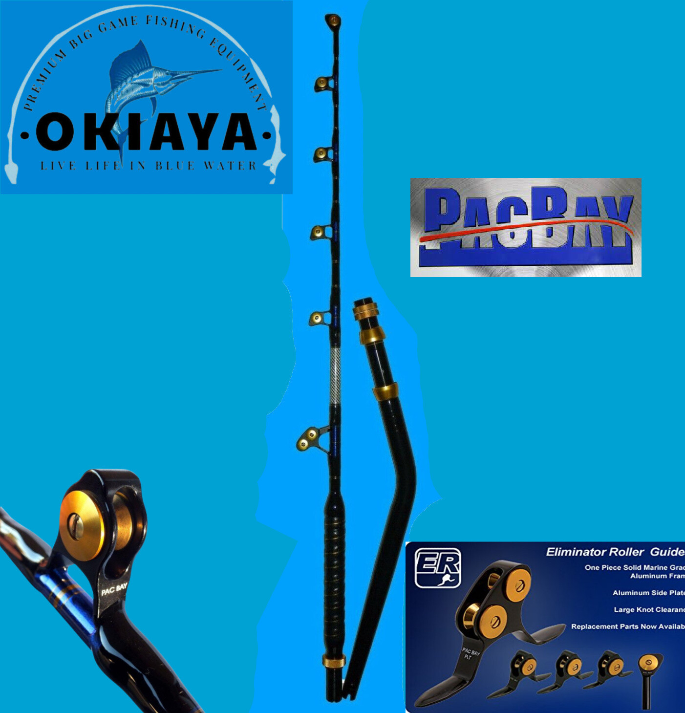 OKIAYA PAC BAY BENT BUTT 80-130LB VENOM PRO Trolling Rod For PENN OR TIAGRA