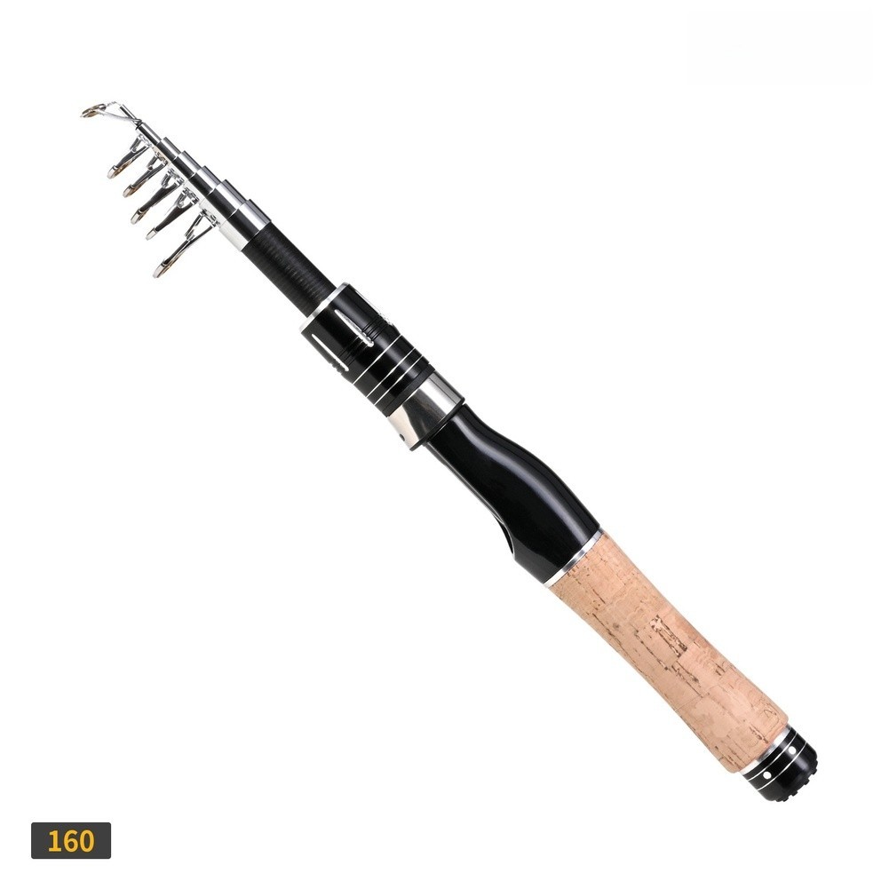 Compact Telescopic Fishing Rod For Sea Use Carbon Fiber With Wood Handle