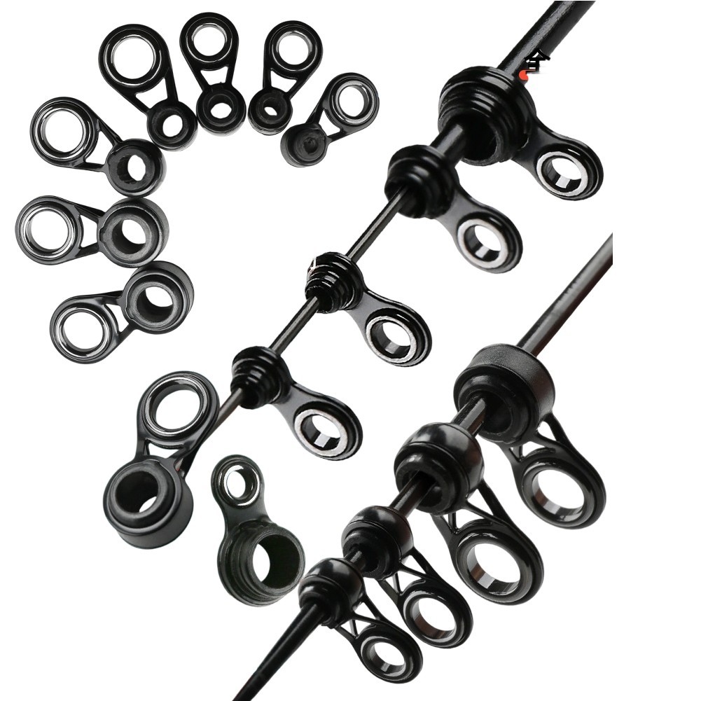 3pcs Fishing Rod Tip Guide Set Black Compatible with 2/2.5/3mm Rod Ends