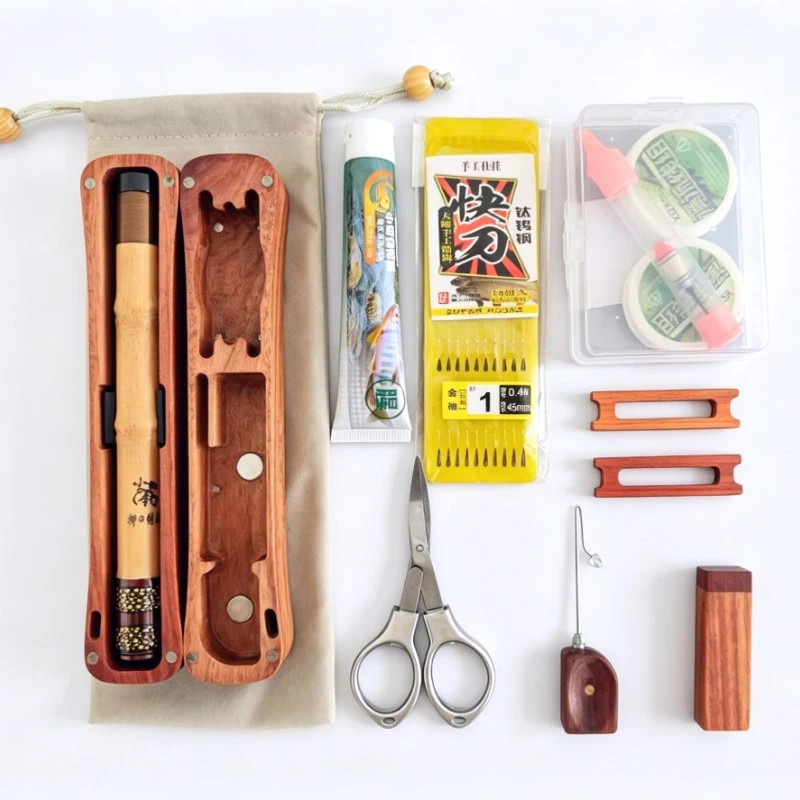 Ultralight Tenkara Rod Wooden Storage Box Portable Short Section Travel Kit
