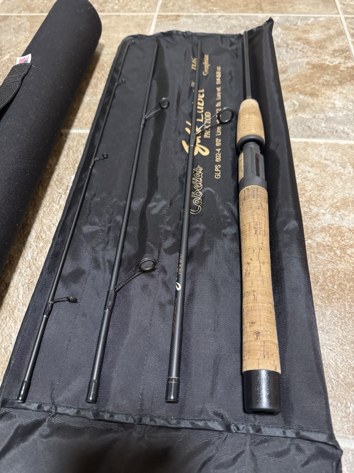 Cabela’s Gold Label Pack Rod 6ft 6-12lb 4 Piece Fishing Spinning Rod & Sock/Tube