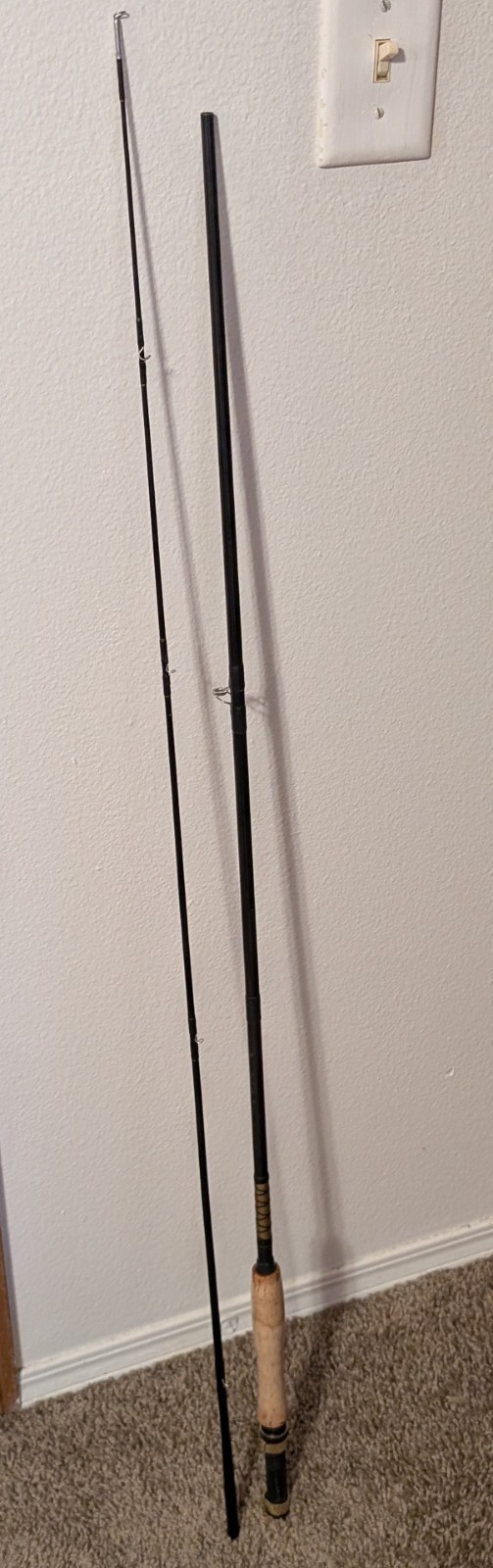 Eagle Claw Black Eagle BE300 Fly Fishing Rod 7 1/2 ft Black, Cork Handle 2-Piece
