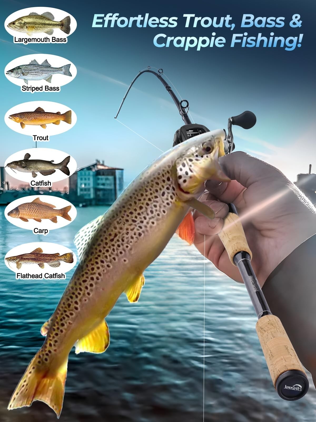 6-12 Ft Carbon Fiber Fishing Rod – Spinning & Casting, Fast Action, Stainless St
