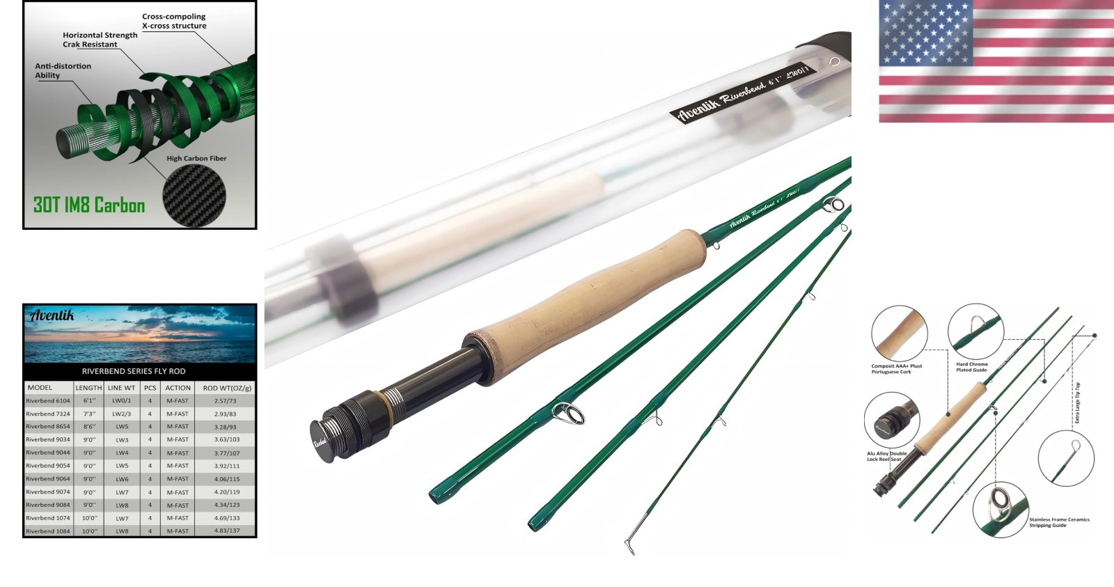 Riverbend Series Lightweight Fly Rod – Medium Fast Action