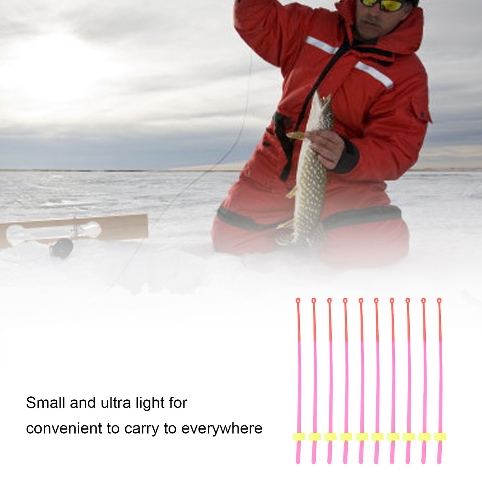 10-Pack Ice Fishing Rod Tip ABS Mini Top Section Pole Extension 12cm